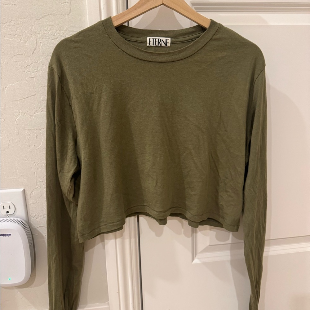 Eterne Khaki Long Sleeve Crop Top
